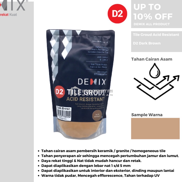 Semen Nat Keramik Demix D2 Dark Brown / Oker Keramik (Tahan Cairan Asam)