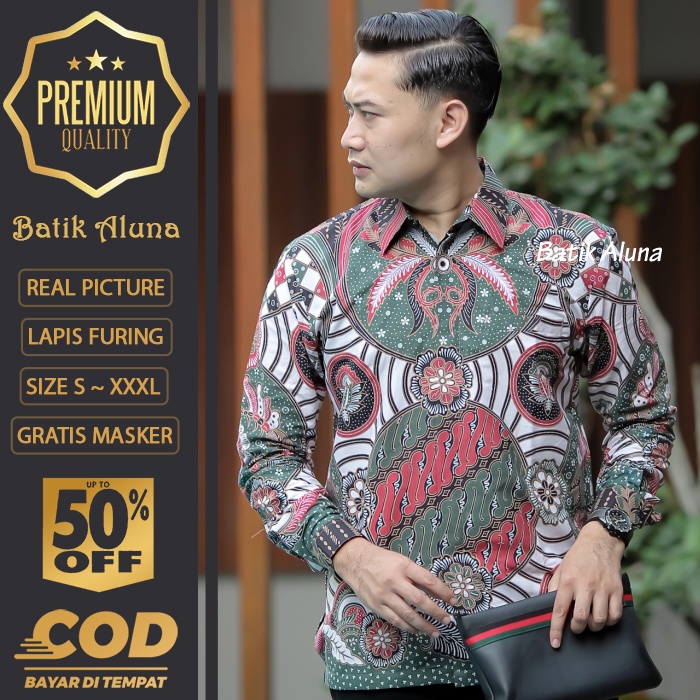 BATIK PRIA LENGAN PANJANG MEWAH PREMIUM ALUNA PRABUSENO SHANGHAI KERIS KEMEJA BATIK ACARA NIKAHAN KE