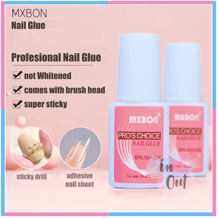 MXBON Profesinal Nail Glue Lem Kuku palsu dengan brush kupal aksesoris Nail art KU002