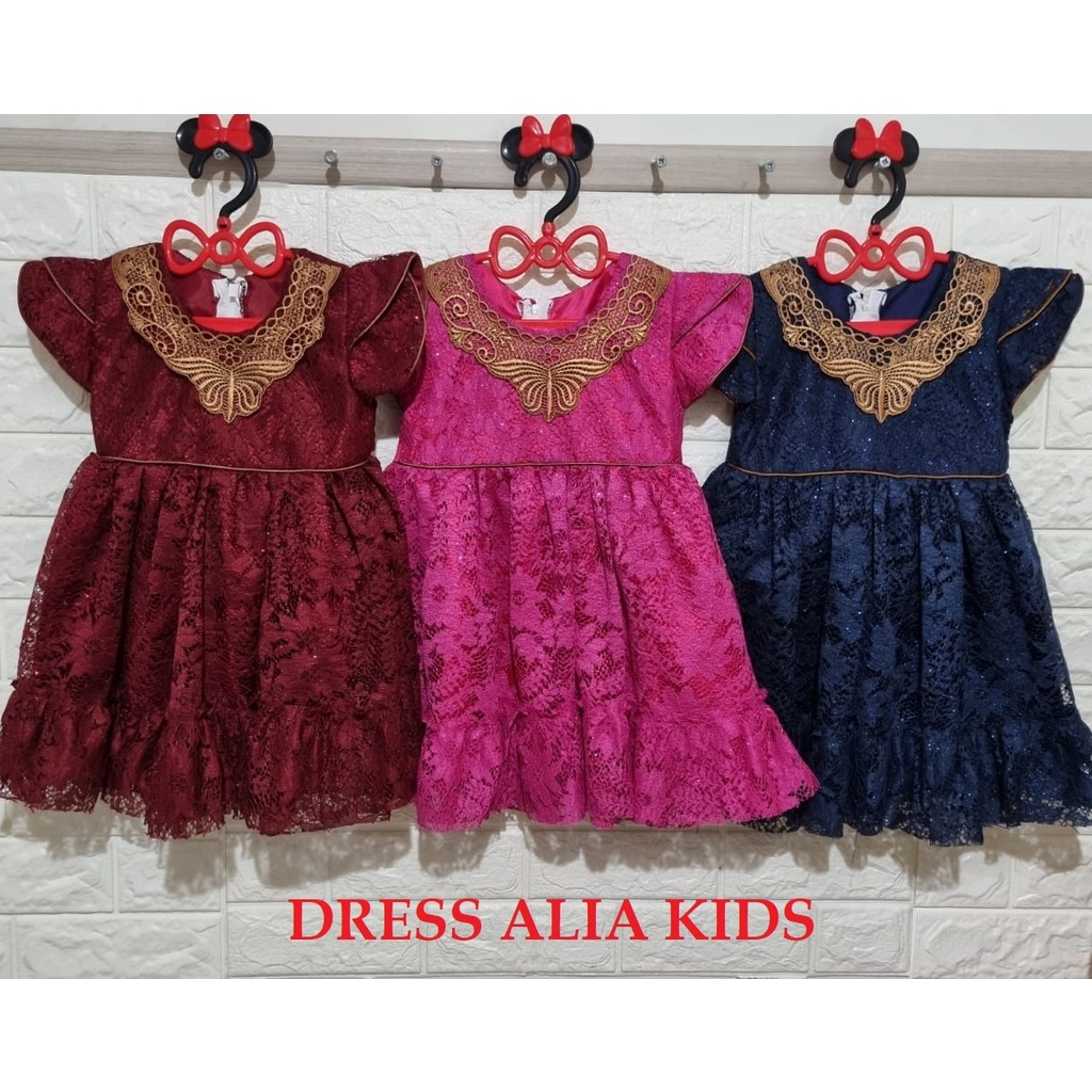 Dress Kids Alia/Baju Anak Asimetris Brukat Renda / Gaun Rample Anak Usia 1-3 Tahun / Midi Dress