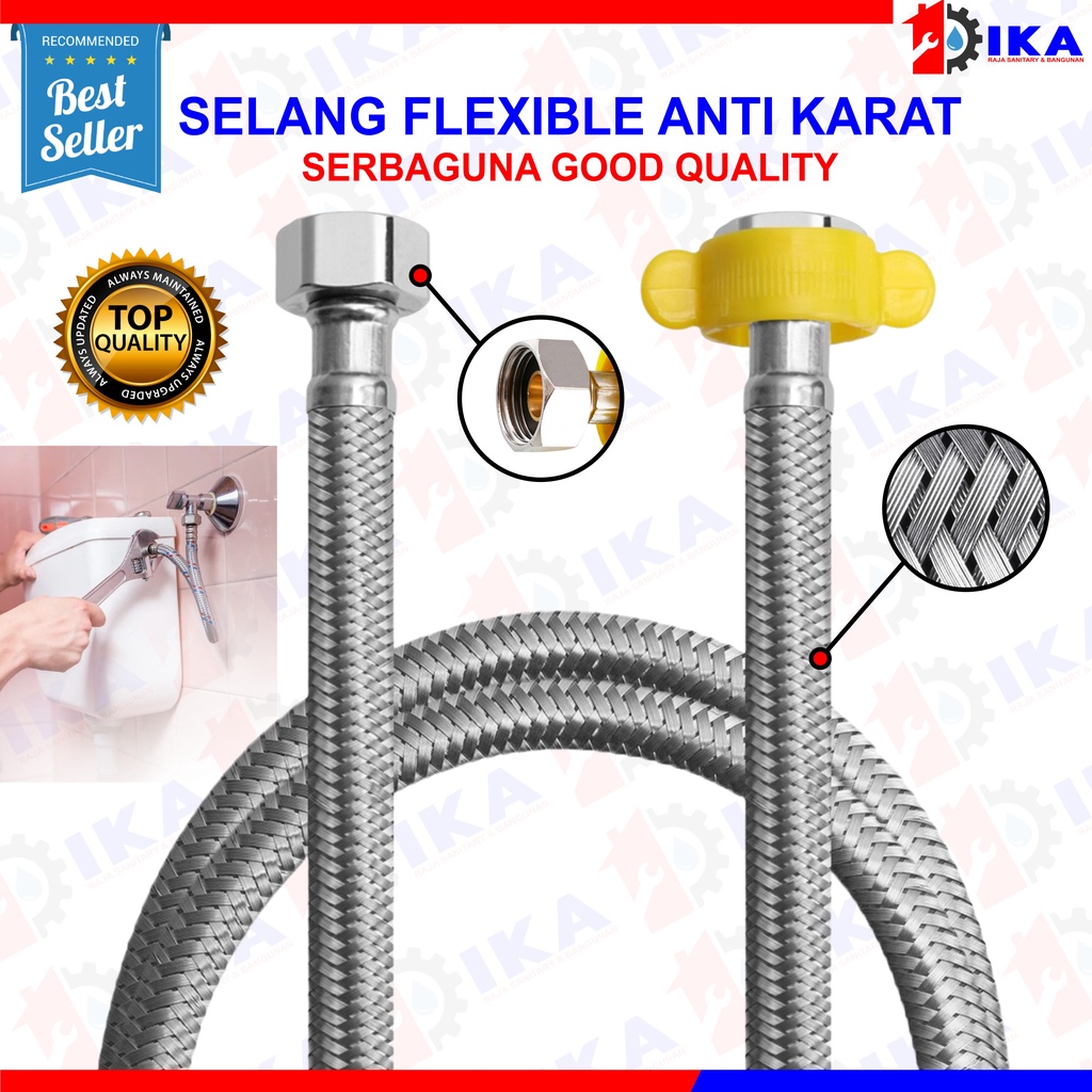Selang Fleksibel Anyam/ Selang Anyam Drat Kuningan/Selang Closet/ Selang Fleksibel / Selang Fleksibel kloset/wastafel 30cm, 40cm, 50cm, 60cm Drat Kuningan
