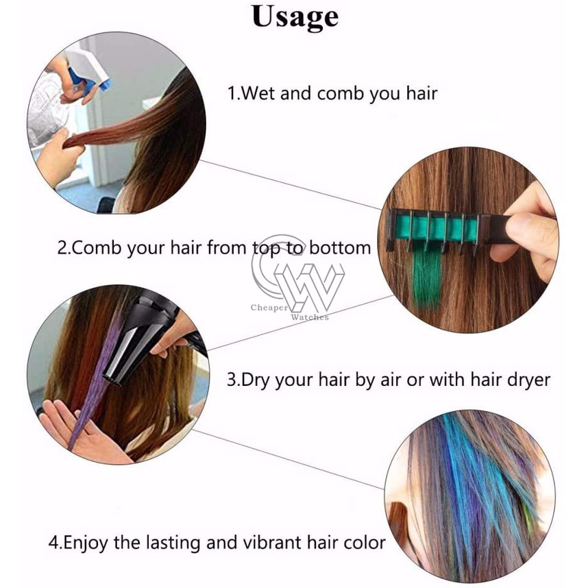 Cheaper-6pcs -Sisir pewarna Rambut Pewarna Rambut Hair Color Instant / Chalk Comb Pewarna Non Permanent