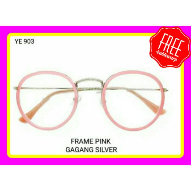 Kacamata wanita fashion korea bulat besar nissa sabyan frame warna YE 903