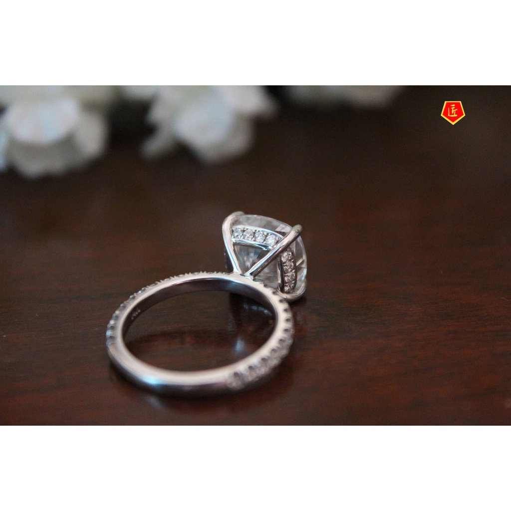 [Ready Stock]Classic Four-Claw 2 Karat Platinum Moissanite Diamond Ring Women