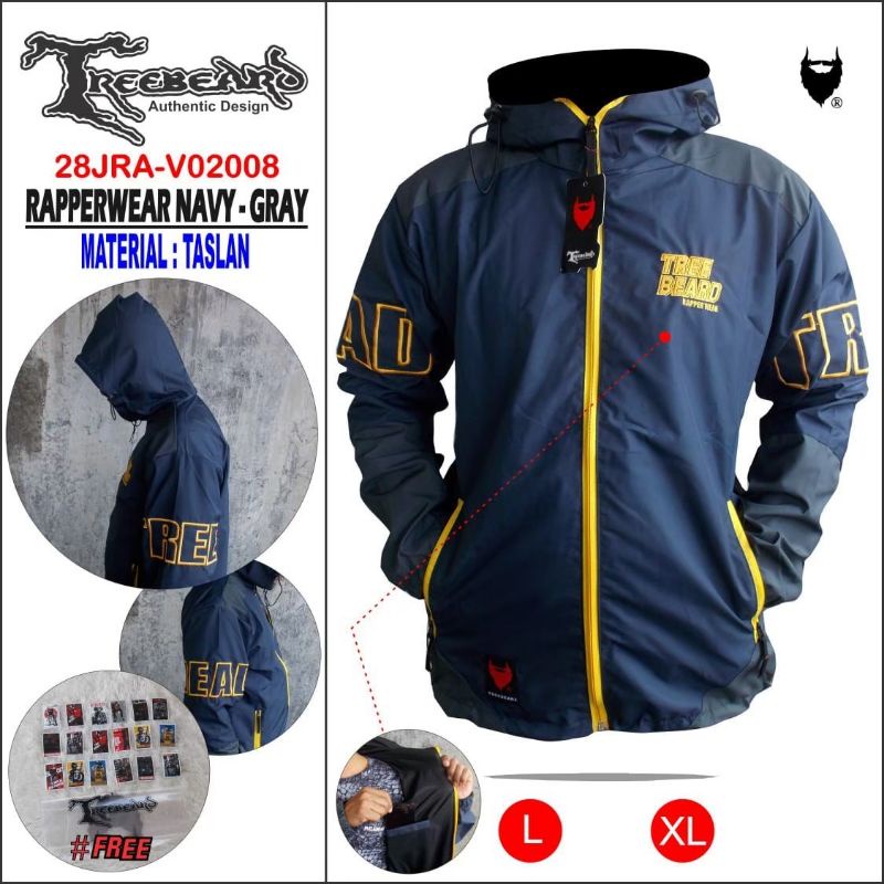 Jaket Hoodie Taslan Rapperwear Pria / Jaket Taslan Anti Air Terbaru / Taslan Outdoor Pria