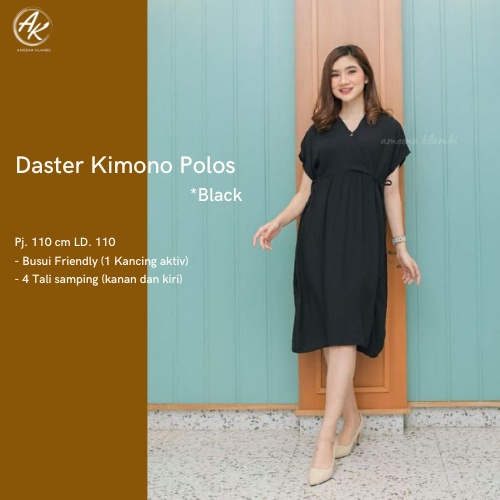 Daster kimono Pendek Polos Hitam Remaja Busui bahan Rayon Ukuran Allsize
