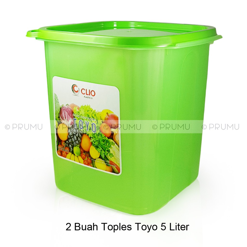 2 Toples Plastik 5 Liter - Food Container - Toples Plastik Bening - Toples Makanan - Sealware - Toyo