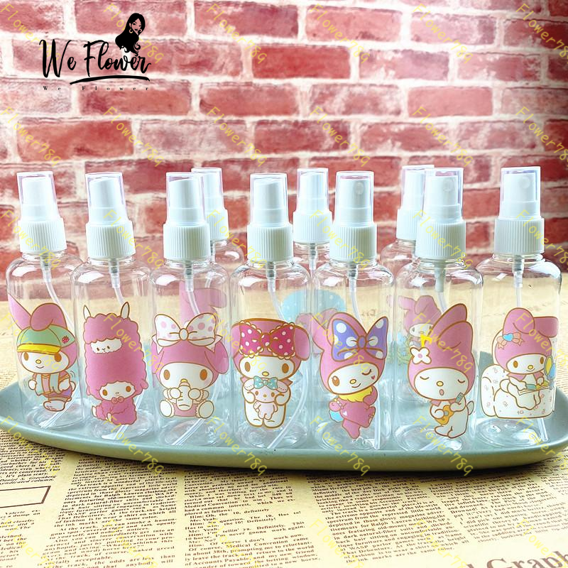 (We) Botol Kosong Bahan Plastik Desain My Melody Kartun Kapasitas 100ml Dapat Diisi Ulang