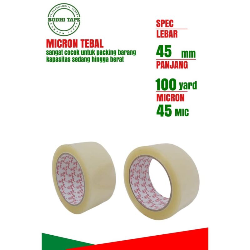 LAKBAN SOLASI TAPE bodhi tape 45mmx100yard LAKBAN packing BENING DAN COKLAT ISOLASI