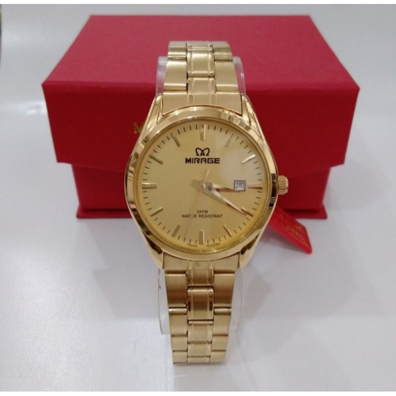 jam tangan wanita;MIRAGE M8708BRP-Lgold~ORIGINAL WATER RESISTANT~TGL~STAINLEES