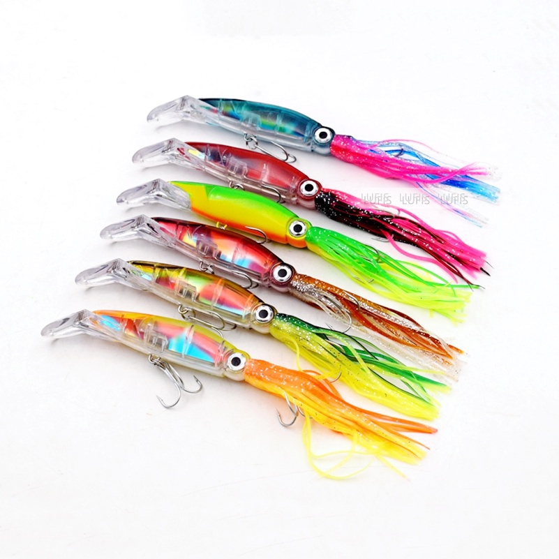 1PCS UMPAN PANCING BENTUK CUMI CUMI 3D SIZE 14CM BERAT 40G SUDAH DENGAN TREBLE HOOK MODEL (JIZ001 TERSEDIA 8 WARNA