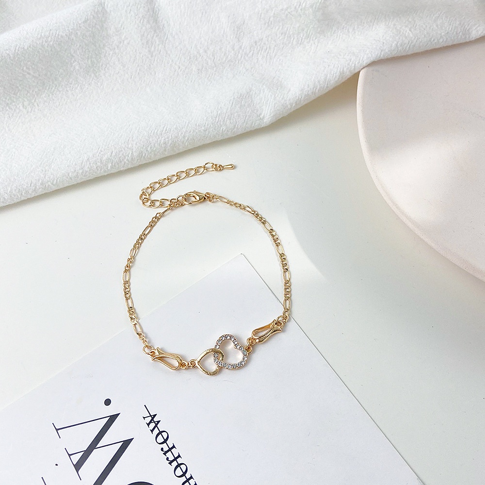 Gelang Fashion Wanita Cinta Ganda Gelang Emas Pasangan Bertatahkan Berlian Mewah Ringan