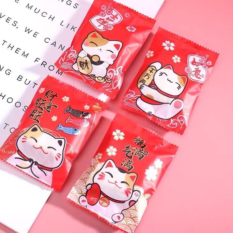 

5tok AdA5 Plastik kue cookies imlek sincia Plastik nastar 7x10cm 100pcs edisi CNY FORTUNE CAT.ready>