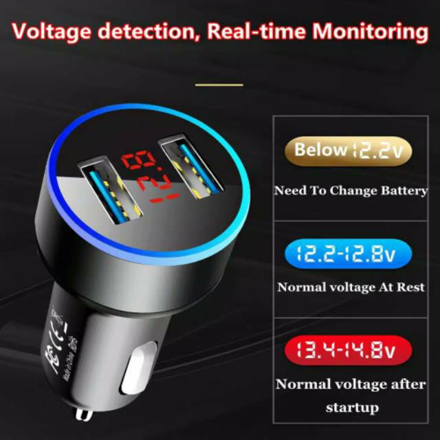 charger mobil+ voltmeter fastcharging