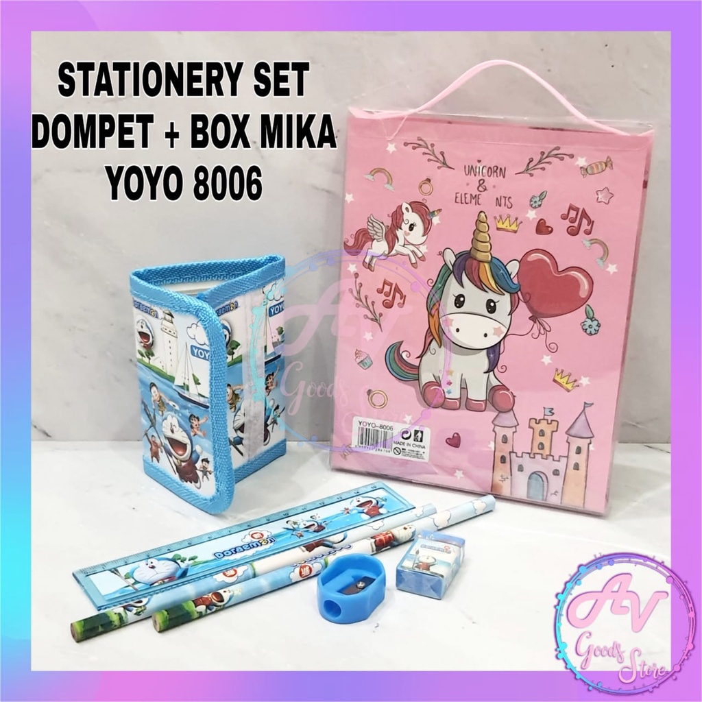 

stationery set / study set / paket alat tulis set / STATIONERY SET DOMPET BOX MIKA YOYO 8006