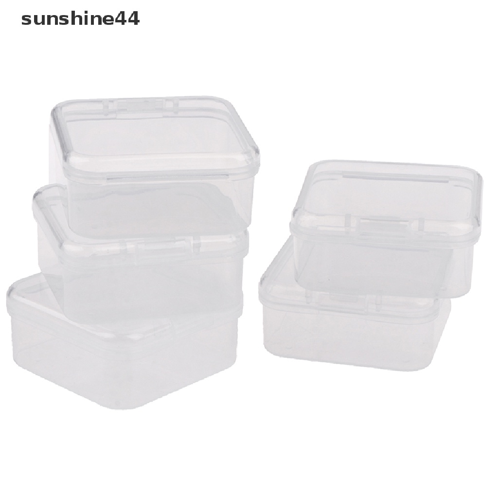 Sunshine 6pcs Kotak Penyimpanan Perhiasan Mini Bentuk Kotak Bahan Plastik Bening