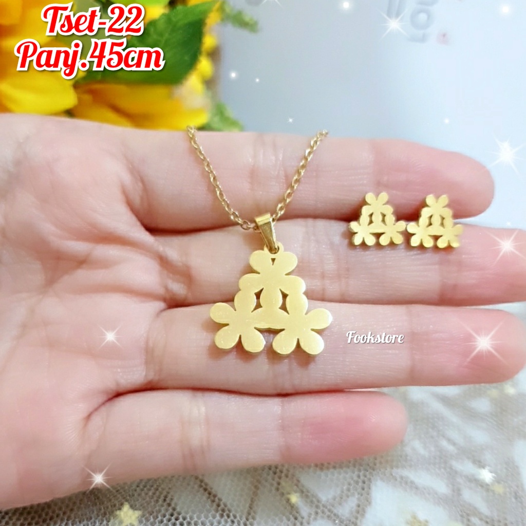 SET KALUNG TITANIUM WANITA 2 IN 1 ANTI KARAT | ANTI ALERGI