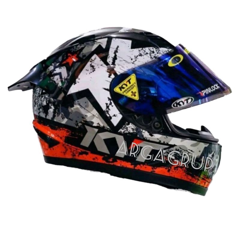 Helm kyt r10 black red white paket ganteng