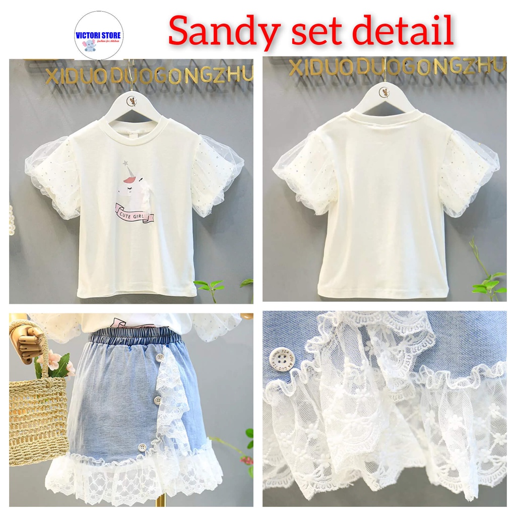 Baju Anak Perempuan Setelan Anak Perempuan Fashion GirlSet Crop Tee and Set Jeans Anak Korean Style Import