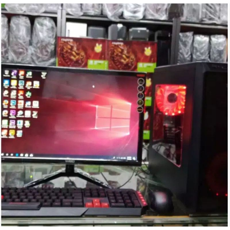 PC gaming design rendering streaming Core i7 /Ram 8gb/Vga 4 gb/ Led 19 inch/ key mouse komplit