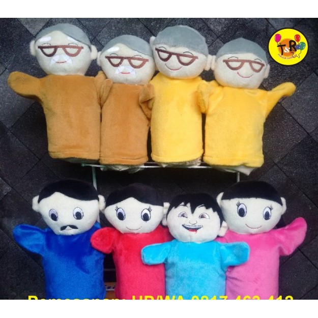 Boneka Tangan Keluarga family Kakek/Nenek/Ayah/Ibu/Anak Laki & Perempuan 25cm
