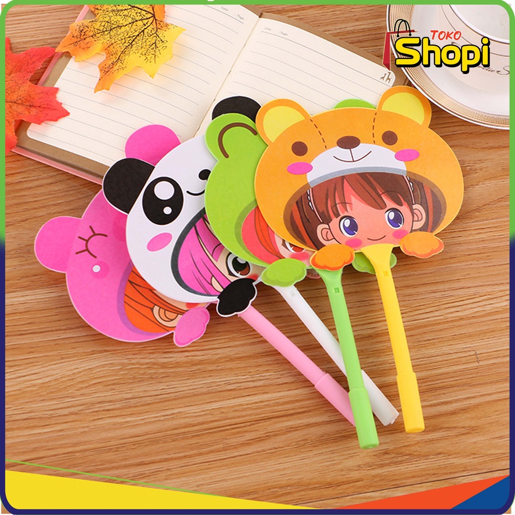 

♚ ♚Pulpen Kipas Karakter Animal Pena Kipas Cartoon Souvenir Lucu