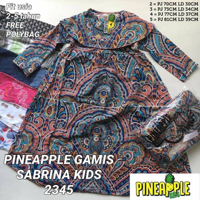 PINEAPPLE GAMIS SABRINA KIDS  - GROSIR GAMIS ANAK MURAH