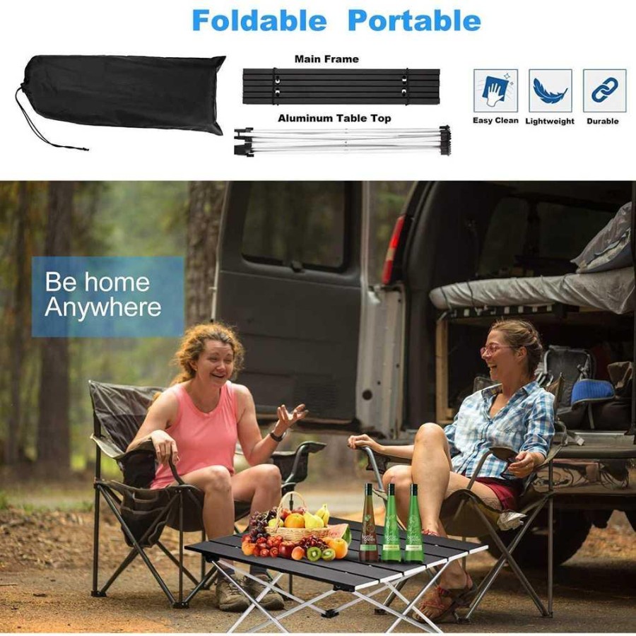 Meja Lipat Piknik Foldable Portable Aluminium - 8826 - Black