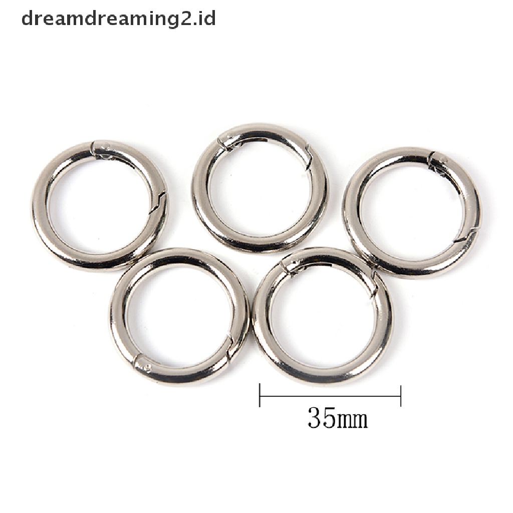 (Hot Style You Like) 5pcs Carabiner Bulat Bahan Metal Ukuran 35mm Untuk Outdoor