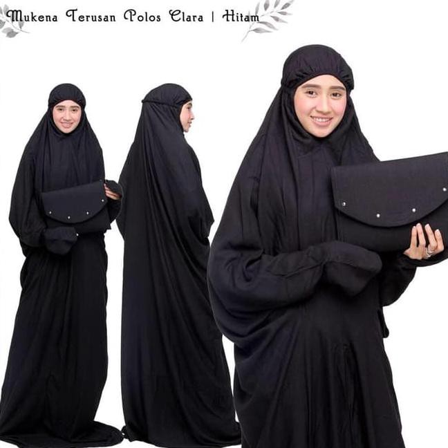 Mukena Dewasa Bali Terusan Polos Clara Hitam