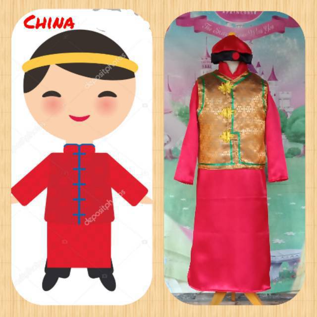Kostum Anak Internasional Baju Adat Tradisional Negara China Boy