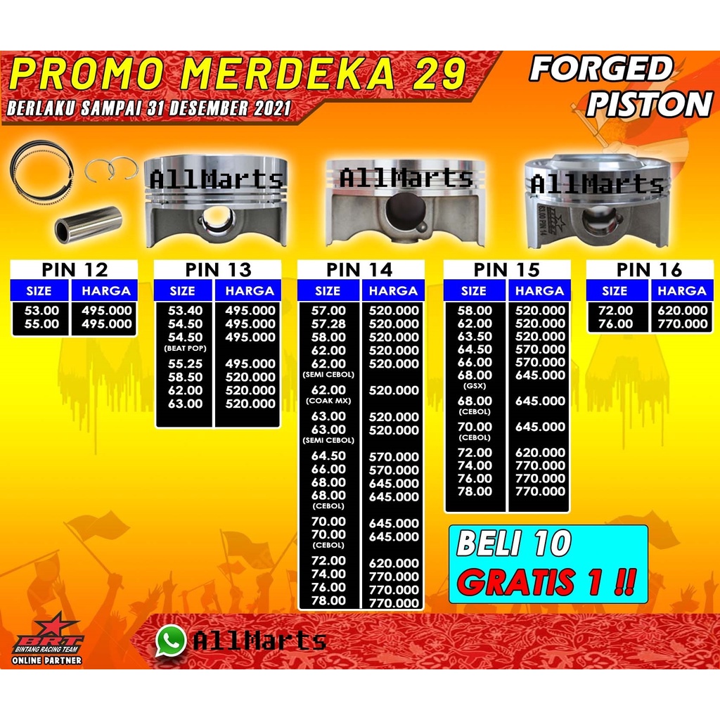 PROMO PISTON FORGED BRT PIN 14