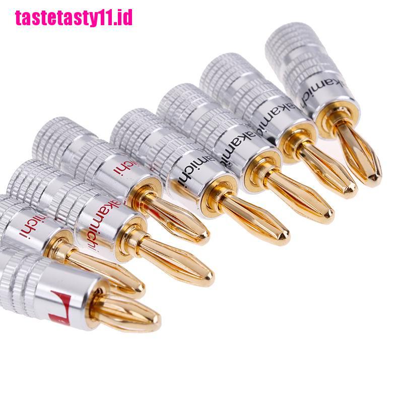 【TTID】4pcs 2pairs 24K Gold Plated Speaker banana plug Audio Jack connector
