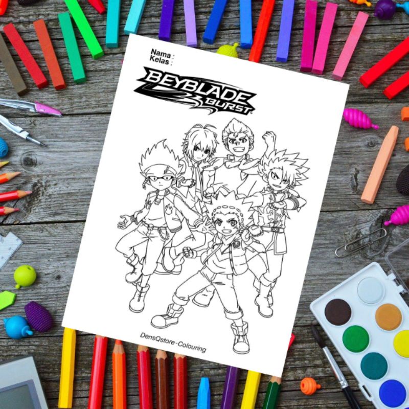 

Kertas Mewarnai Anak Tema Beyblade Burst (10 Lembar Gambar) / Kertas Gambar