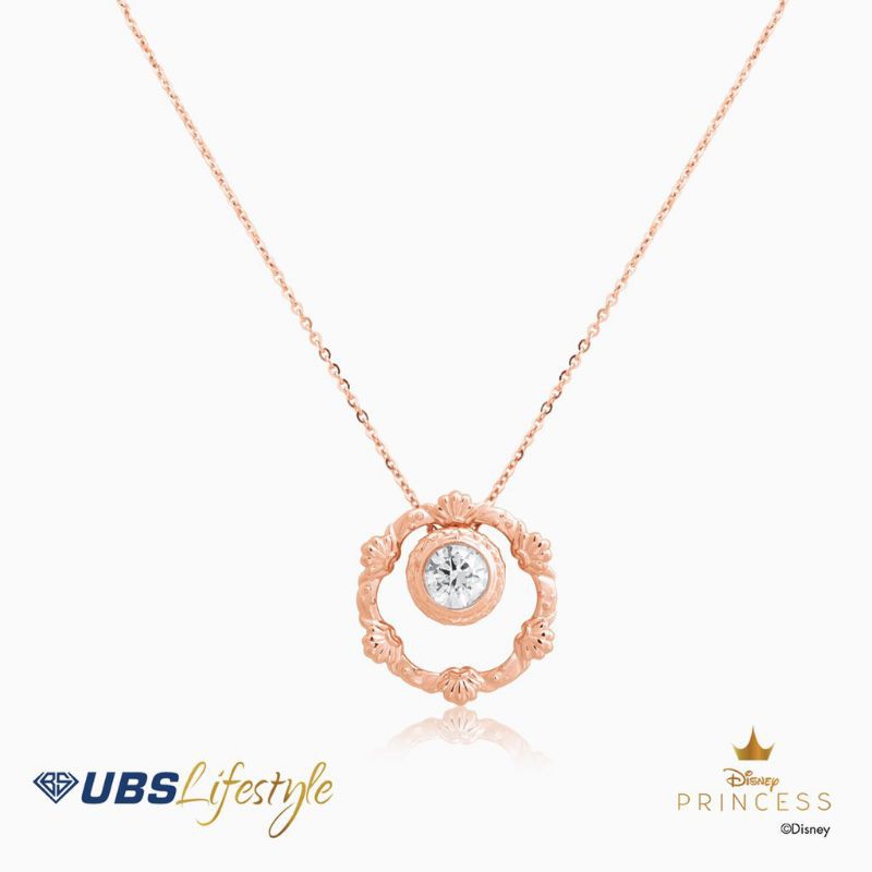 KALUNG EMAS UBS DISNEY PRINCESS ARIEL - 17K ROSE GOLD - KKY0188