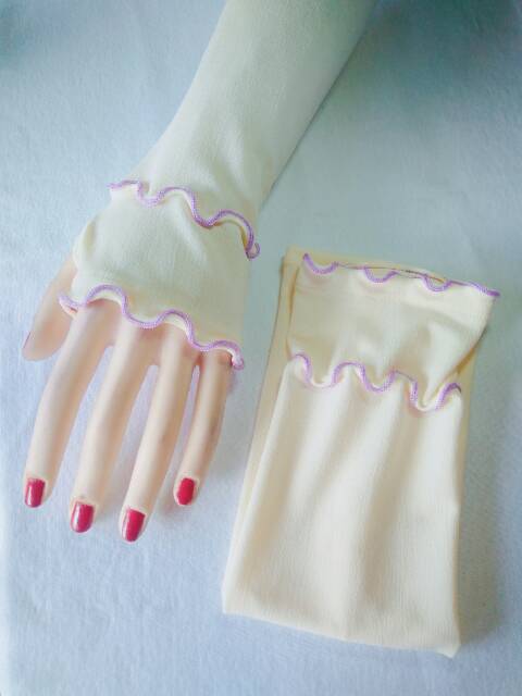 Handsock jempol curly senada+combi/handsock jempol/handsok curly/manset tangan/maset syari/gamis