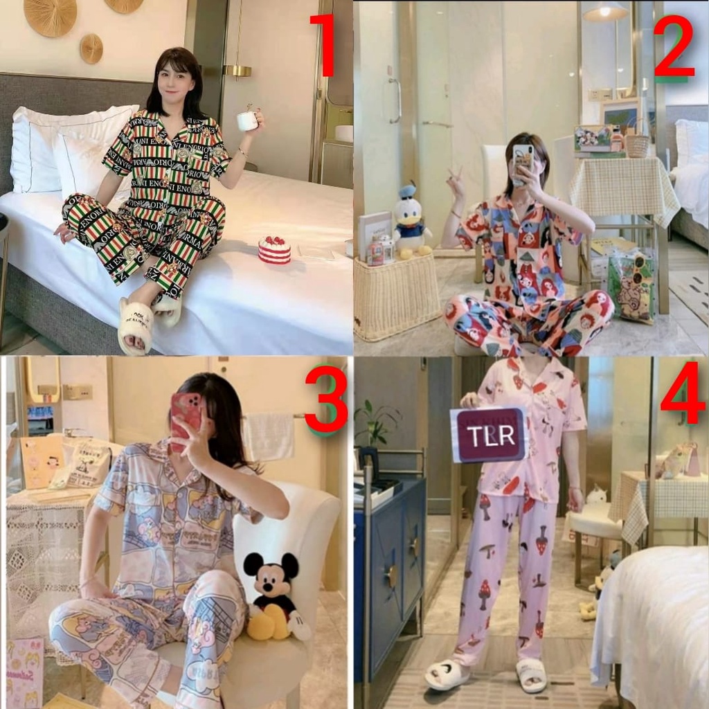 baju tidur CP wanita bahan spandex import new arrival