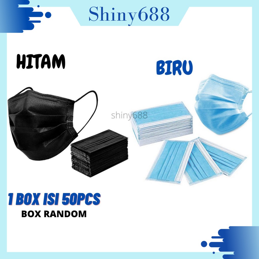 Jual ♥SHINY688♥ Masker Biru 3 PLY DISPOSABLE FACE MASK ISI 50 PCS Masker Medis Disposable 3Ply ...