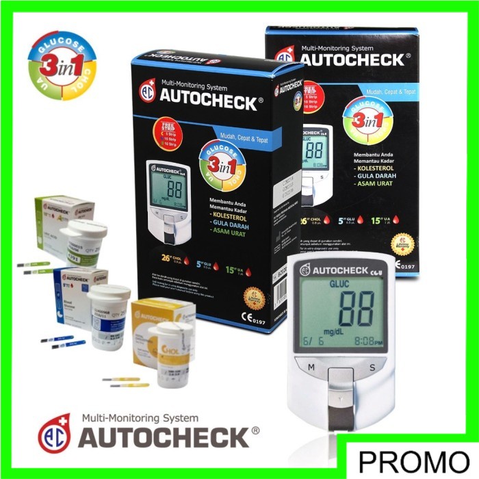 Alat Cek Gula Darah Asam Urat Kholesterol Autocheck 3in1 Onemed
