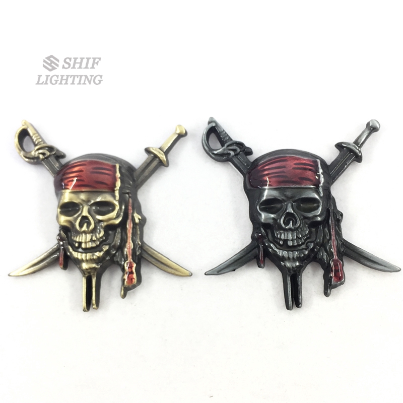 1 x Metal New Cool Skull Pirates of the Caribbean Decorative Logo Emblem Sticker Badge Decal Gift