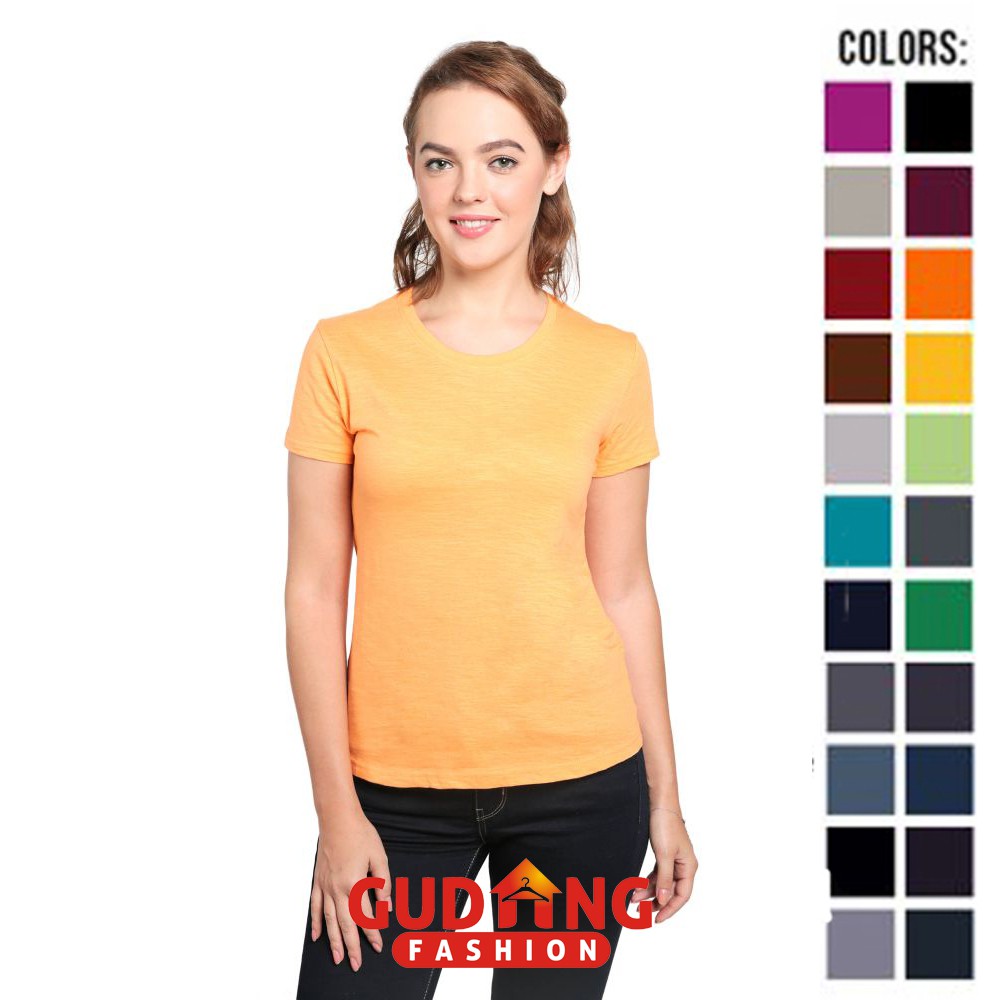 Kaos Polos Wanita Basic Casual Tshirts Katun Lengan Pendek - Banyak Pilihan Warna FW (COMB)