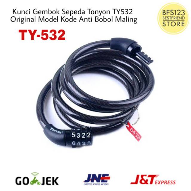 Kunci Gembok Sepeda Tonyon TY532 Original Model Kode Anti Bobol Maling