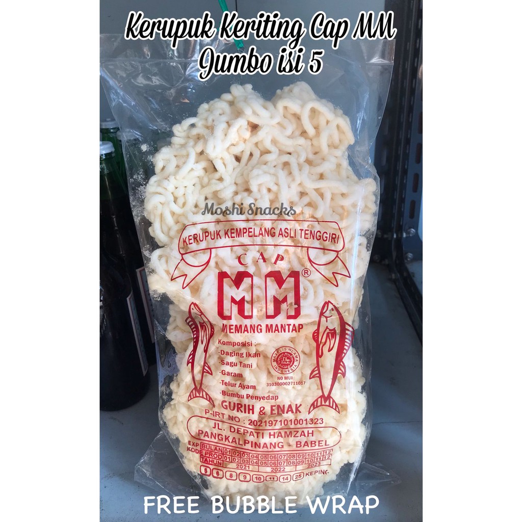 

Kerupuk Ikan Cap MM Jumbo isi 5 Asli Bangka / Krupuk Keriting Bangka / Kerupuk Bangka