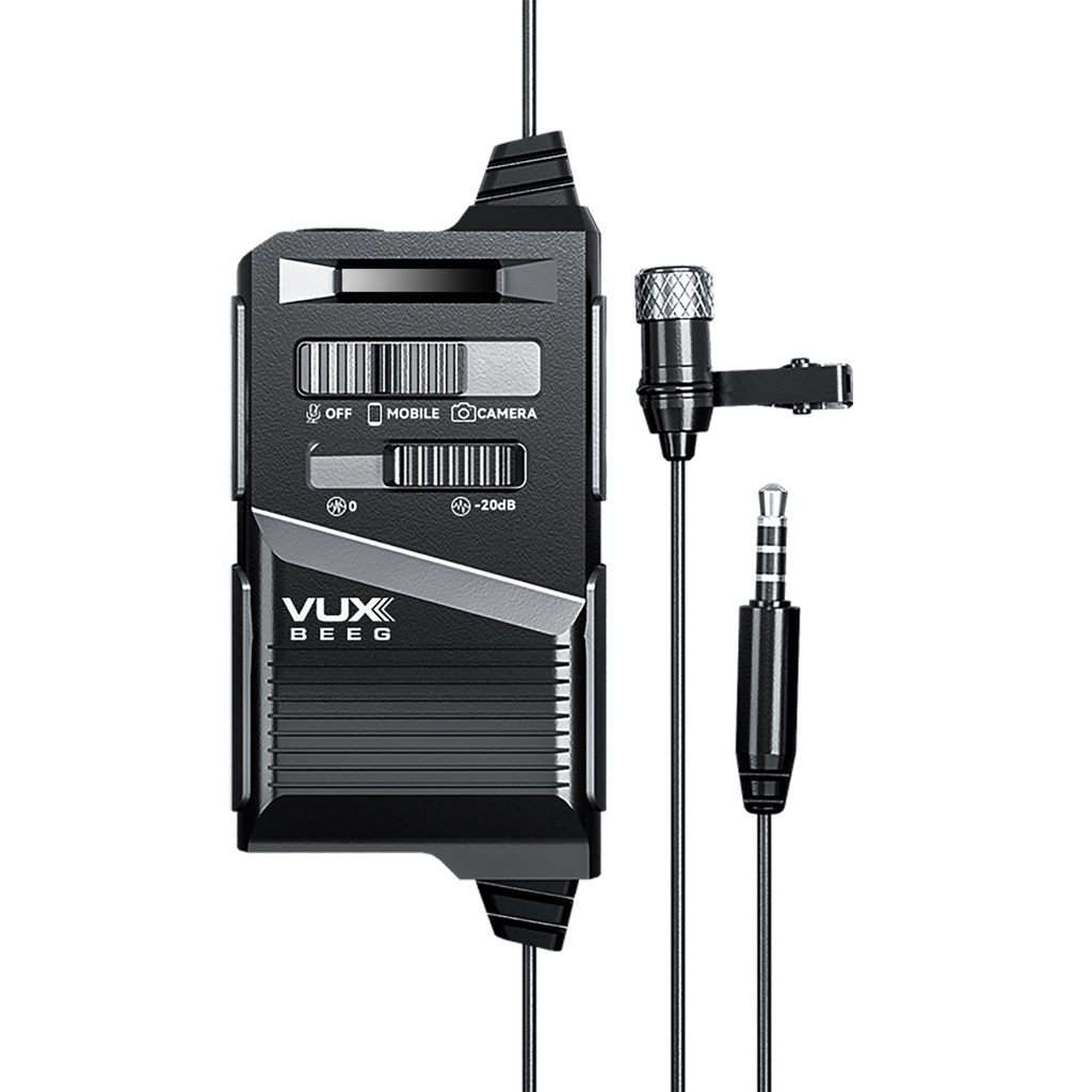 Plextone VUXBEEG UP10 Omnidirectional Lavalier Microphone Clip-on Lapel Mic Vlogging