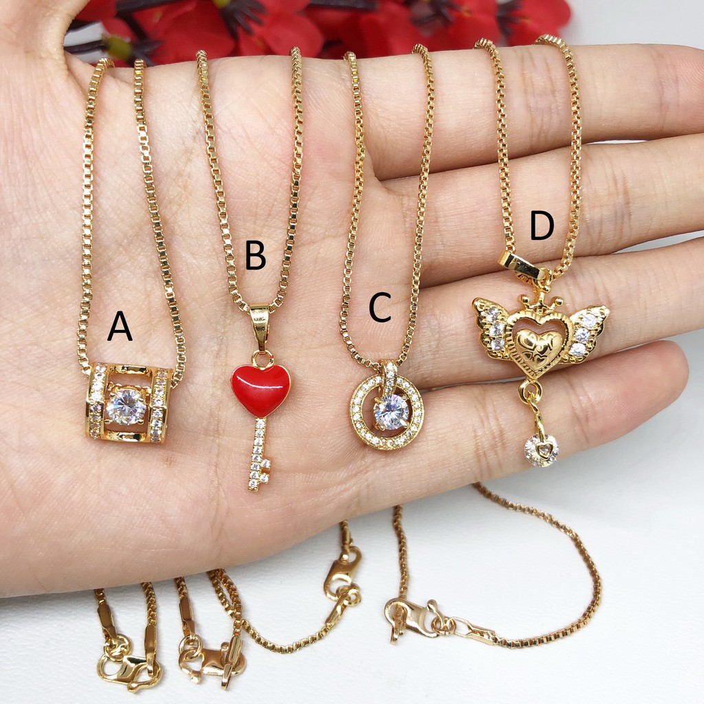 Kalung Xuping Liontin Batu Solitaire Bulat Love Hati - BN194