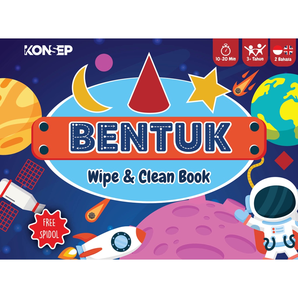 Activity Book Wipe And Clean - Seri Bentuk - Konsep Studio - Buku Edukasi Anak Belajar Menulis Untuk PAUD dan TK