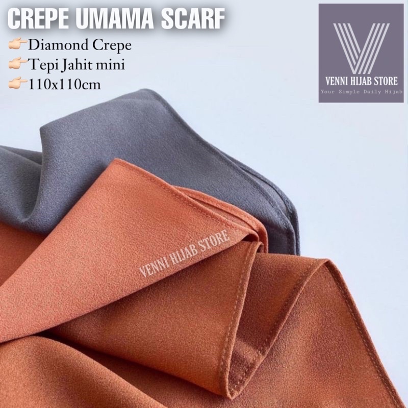 CREPE SQUARE SEGIEMPAT DIAMOND TEPI JAHIT ORIGINAL UMAMA SCARF