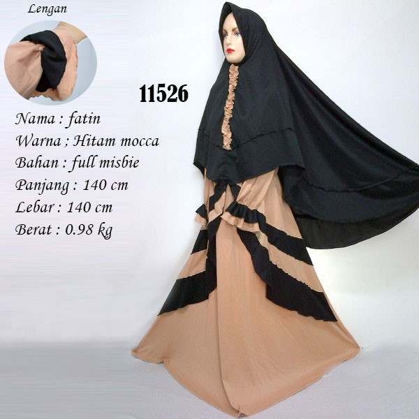 GROSIR SYARI JUMBO /MAXI DRESS MUSLIM/JUAL BAJU TERBARU/GAMIS TERMURAH -11526 FATIN HITAM MOCCA