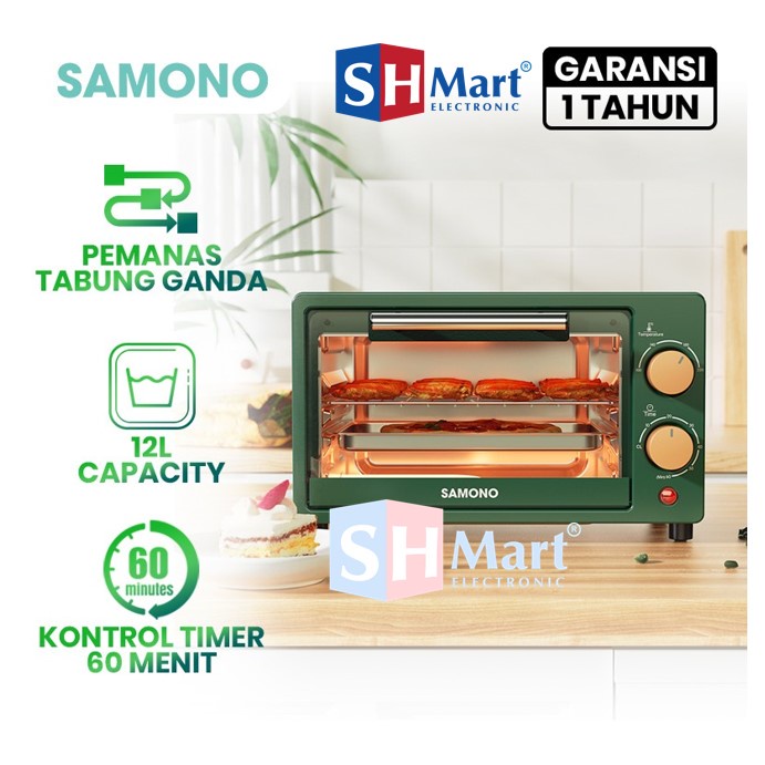 SAMONO Oven Elektrik Listrik 12 Liter Kontrol Timer Pemanas Samono SW-EOG 750 WATT (MEDAN)