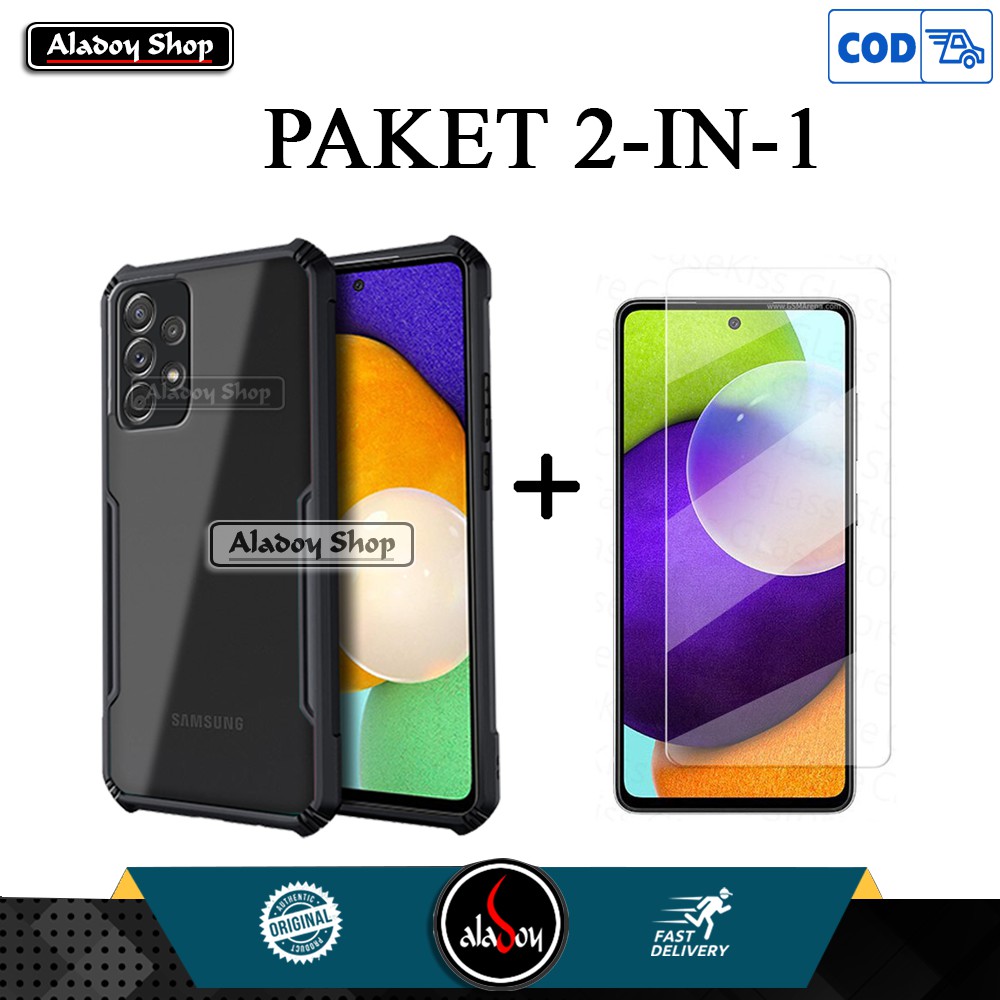 Case Samsung Galaxy A52 2021 Casing Transparent + Tempered Glass Clear